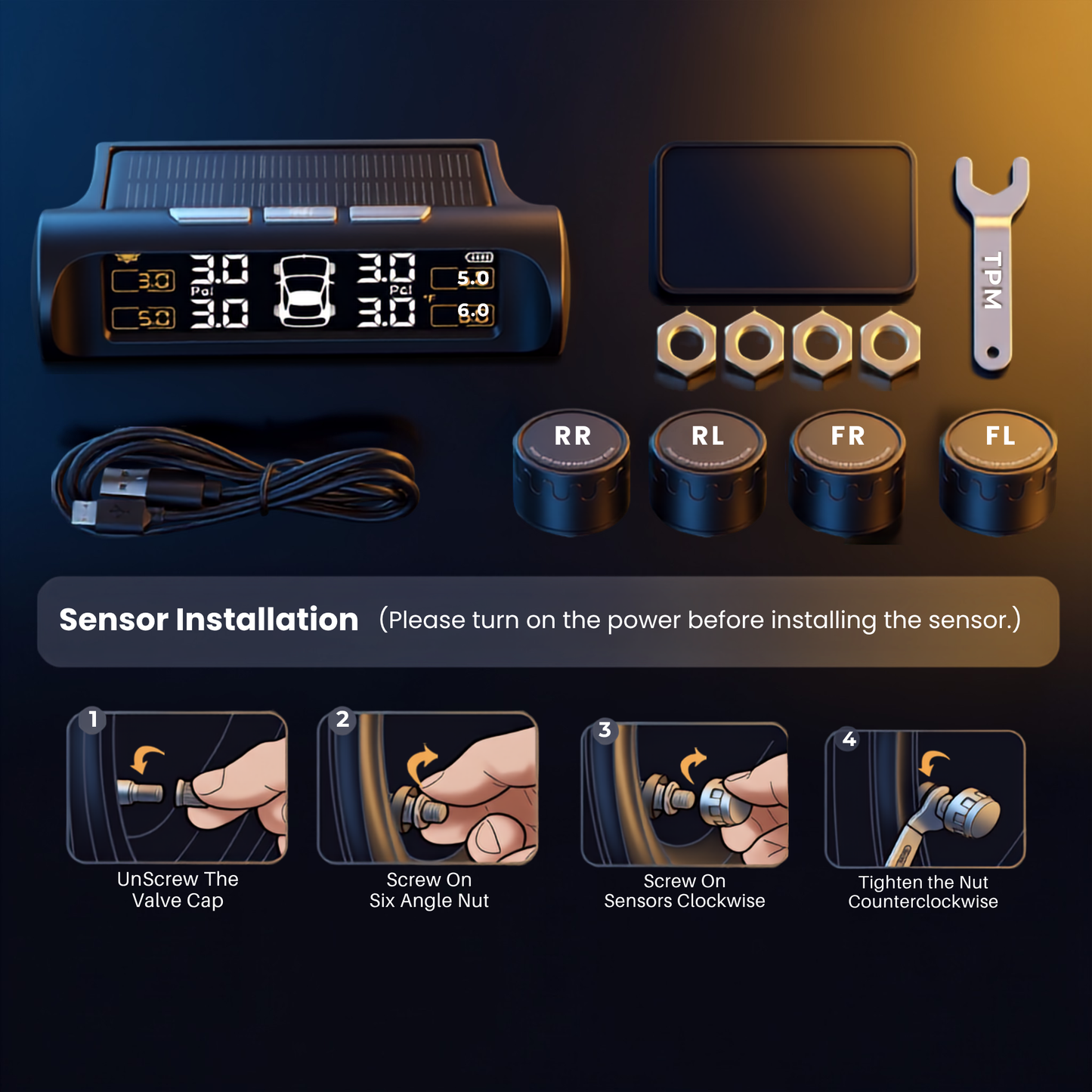 Solar TPMS Kit 4 Sensors