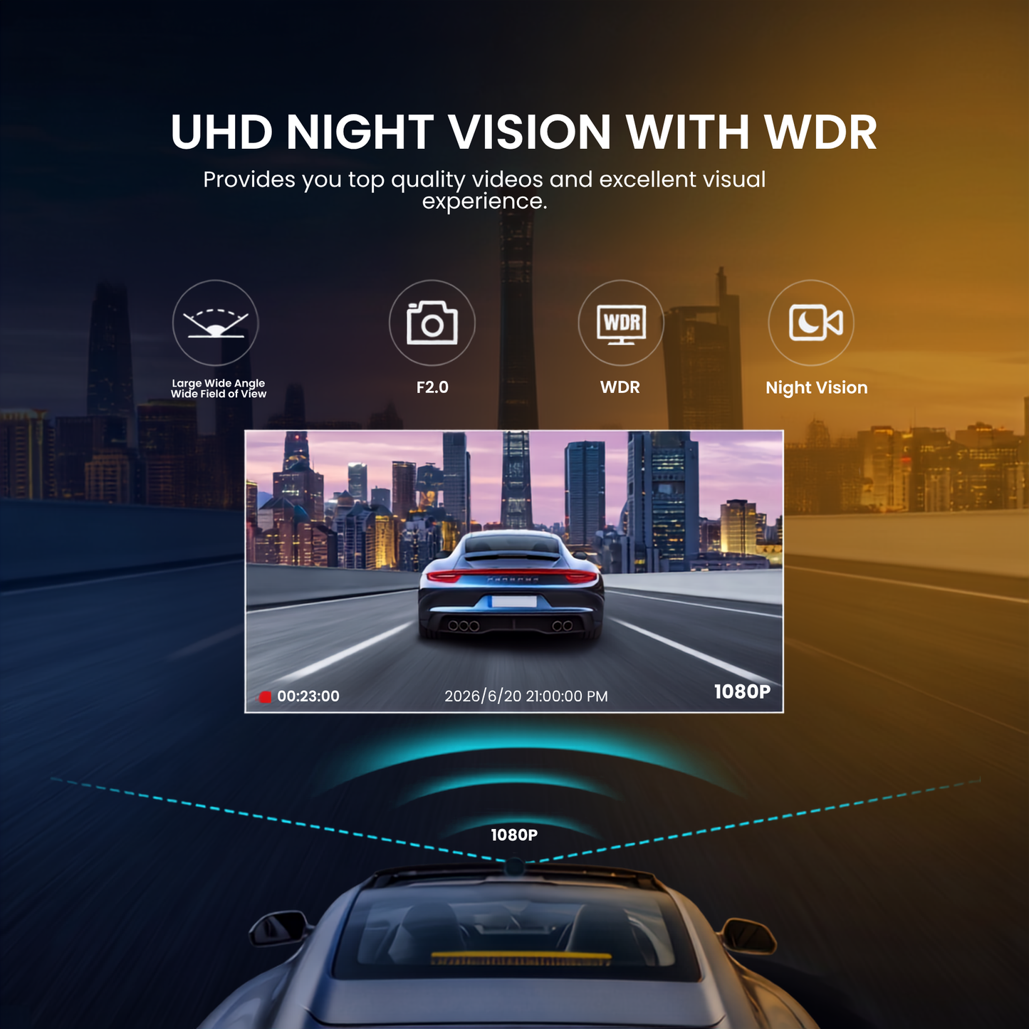 Dual Dash Cam FHD with 32GB Card