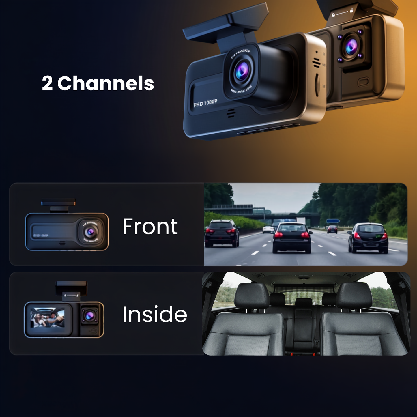 Dual Dash Cam FHD with 32GB Card
