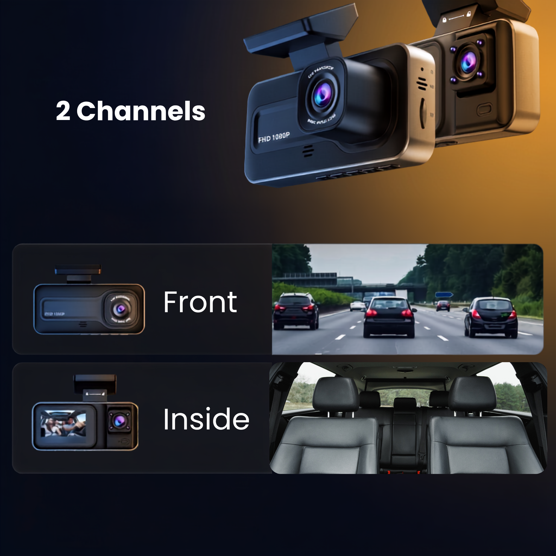 Dual Dash Cam FHD with 32GB Card