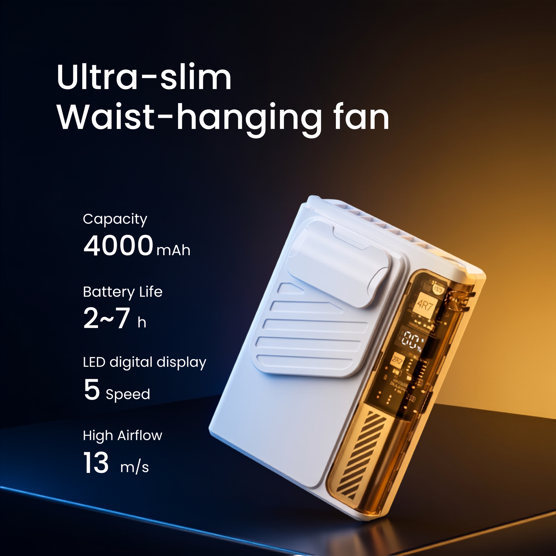 Kinscoter Portable Waist Hanging Fan 4000mAh